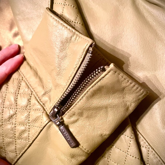 EUC genuine leather quilted lime green moto jacket size S - Picture 12 of 16